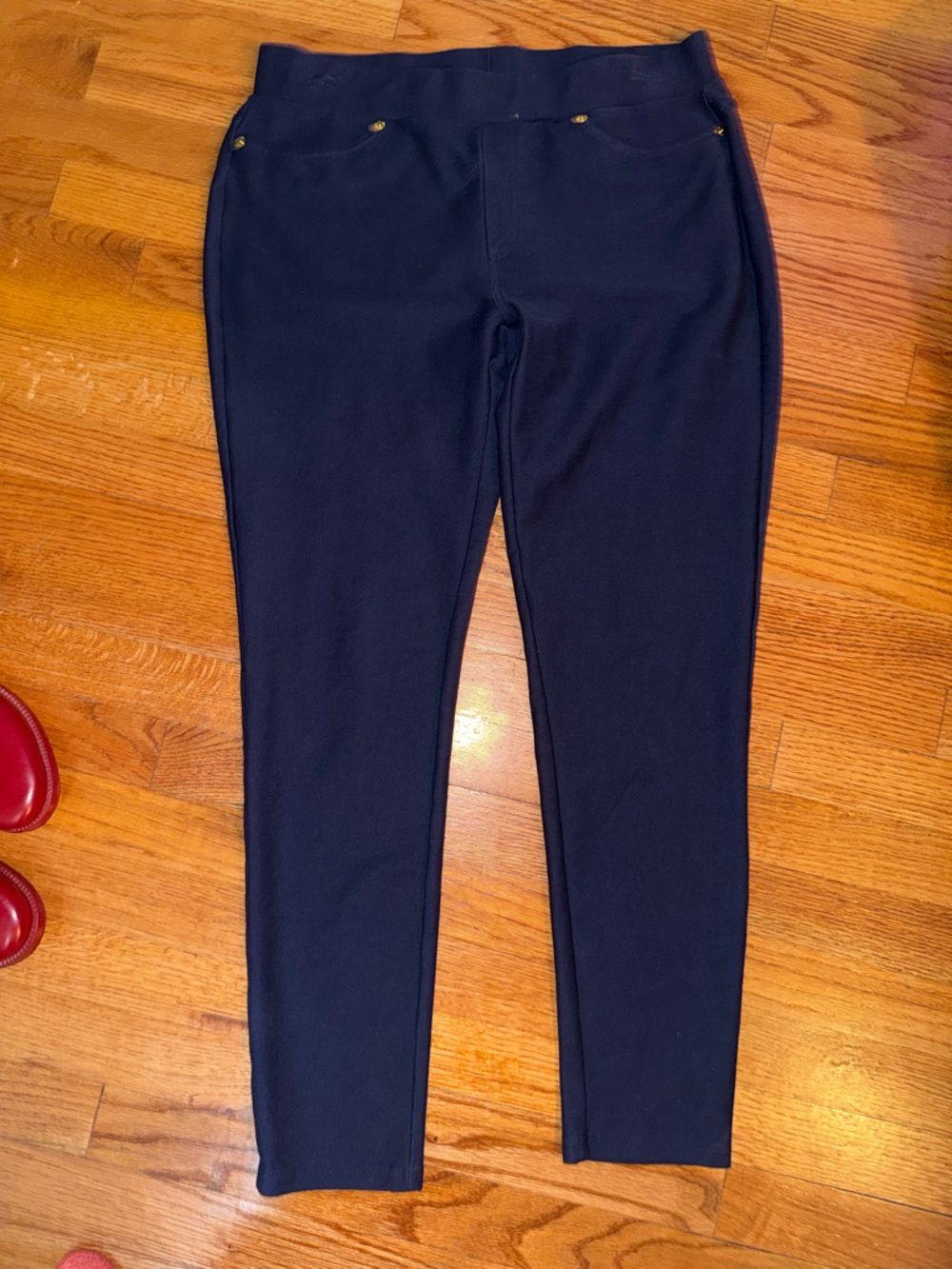 Michael Kors Navy Stretch Pull-On Skinny Pants Size L